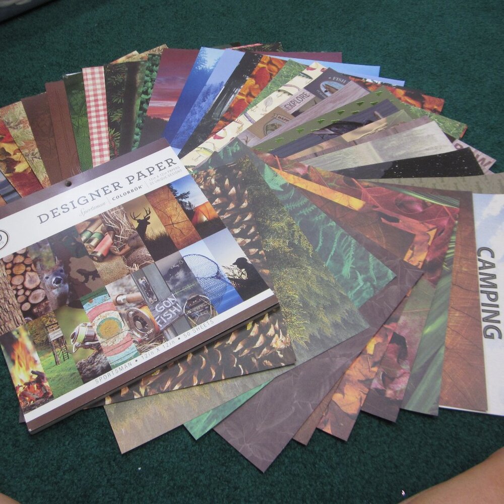 95 Sheets 12x12 Papers Outdoors Camping Hunting Fishing Scrapbooking